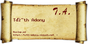 Tóth Adony névjegykártya